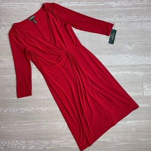 🍁 Ralph Lauren Red Jersey Holiday Dress
